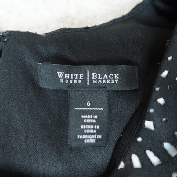 White House Black Market Shift Dress Black Crochet Midi Lined Women's Size 6 - Picture 10 of 12
